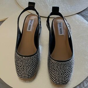 Steve Madden Black and Silver Rhinestone Heels